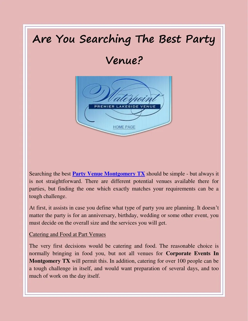 are you searching the best party venue