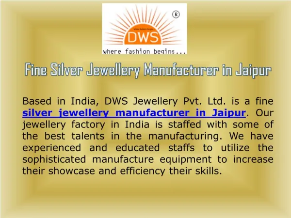Fine Silver Jewellery Manufacturer in Jaipur