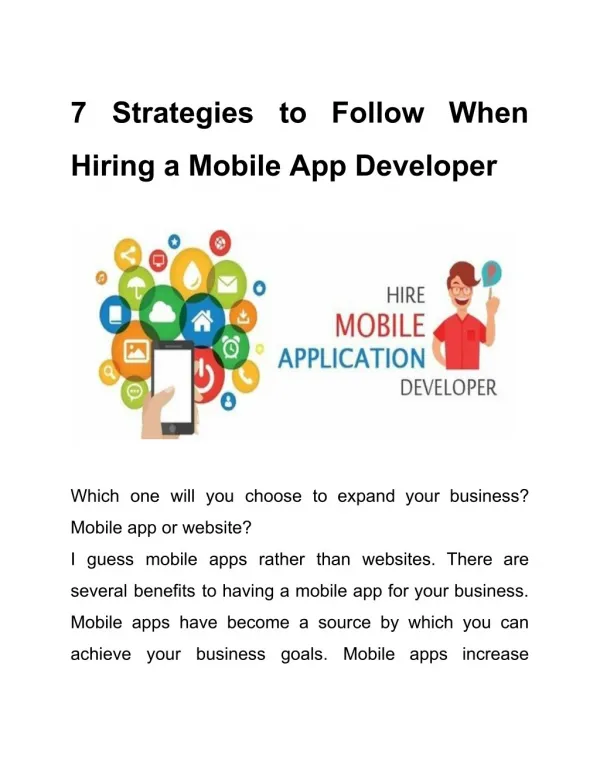7 Strategies to Follow When Hiring a Mobile App Developer