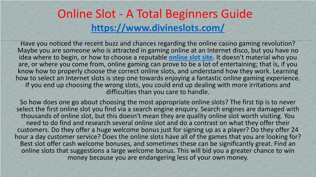online slot a total beginners guide