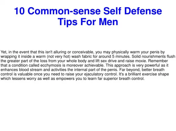 10 Common-sense Self Defense Tips For Men