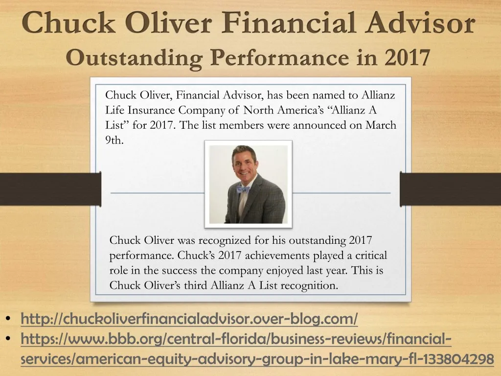 chuck oliver financial advisor has been named