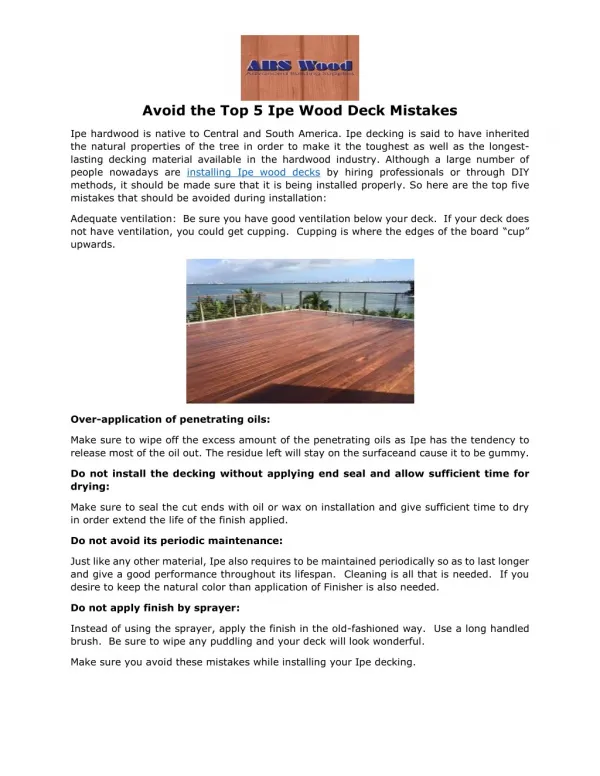 Avoid the Top 5 Ipe Wood Deck Mistakes