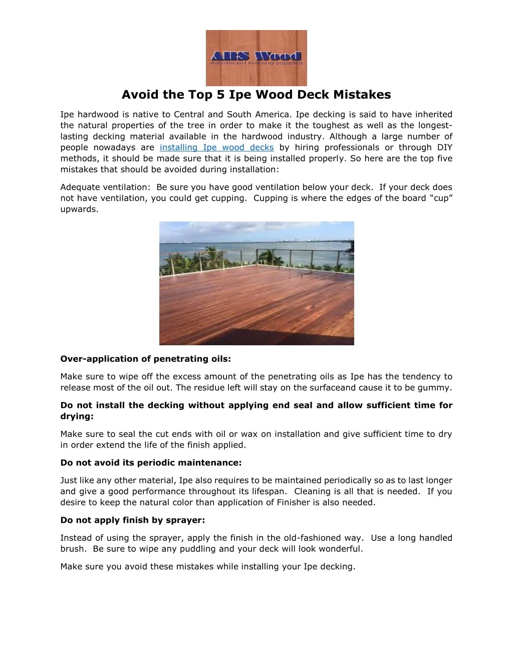 avoid the top 5 ipe wood deck mistakes