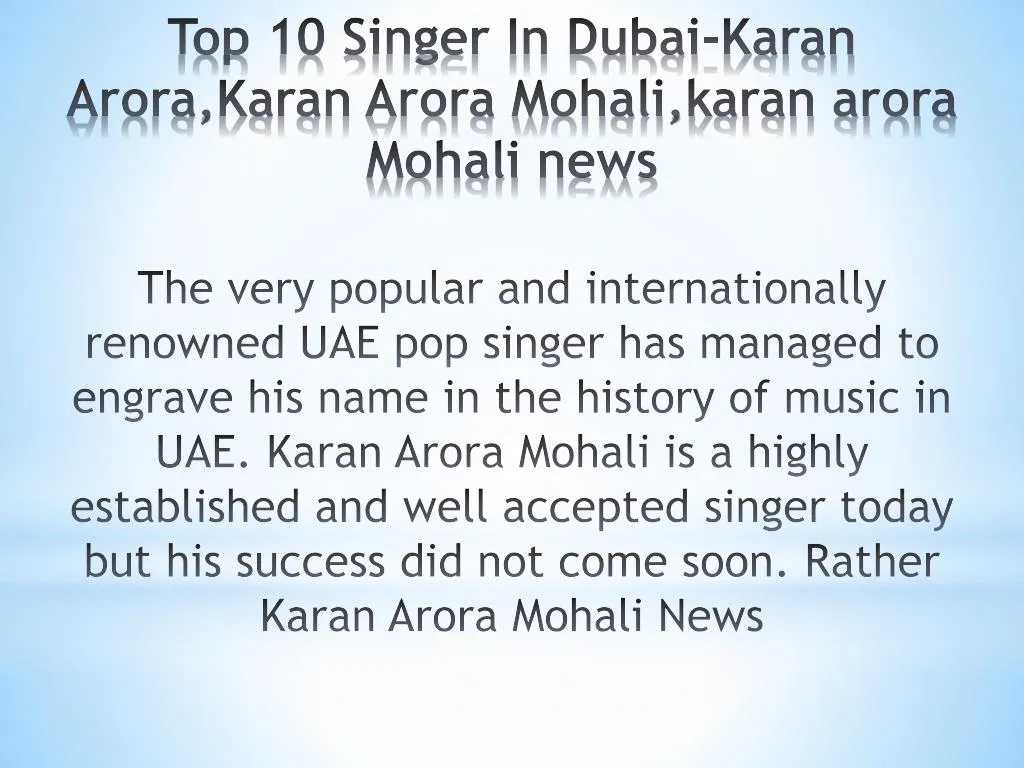 top 10 singer in dubai karan arora karan arora