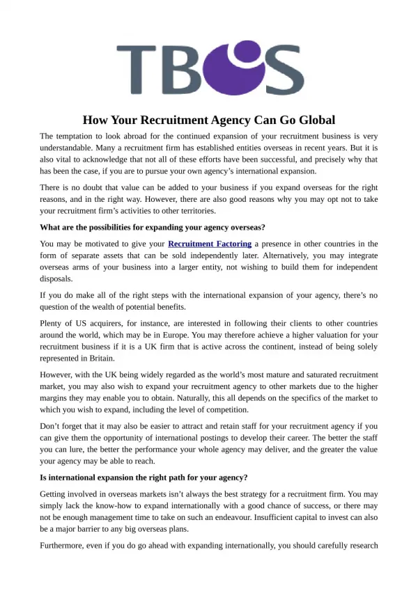 How Your Recruitment Agency Can Go Global