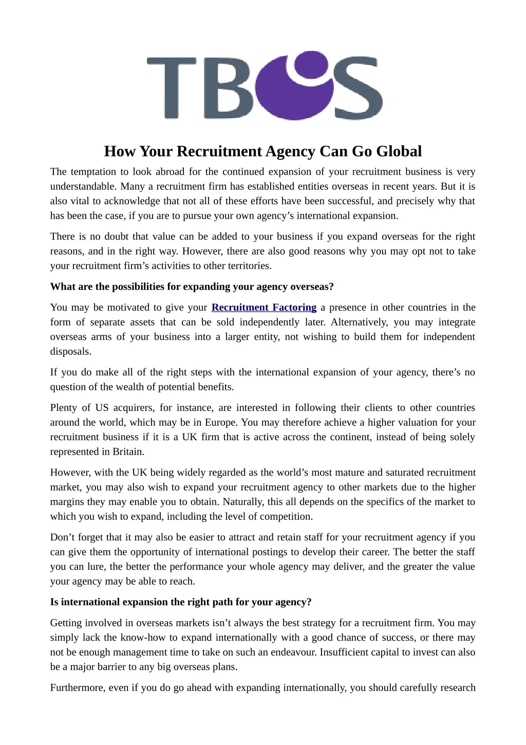 how your recruitment agency can go global