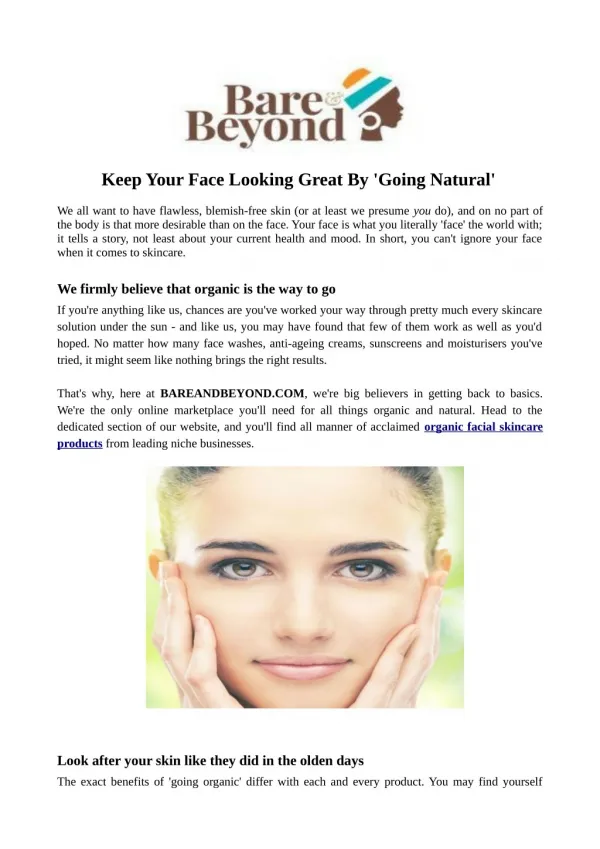 Keep Your Face Looking Great By 'Going Natural'