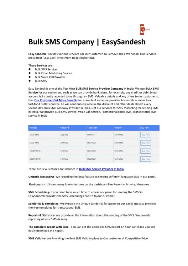 Bulk SMS Company | EasySandesh