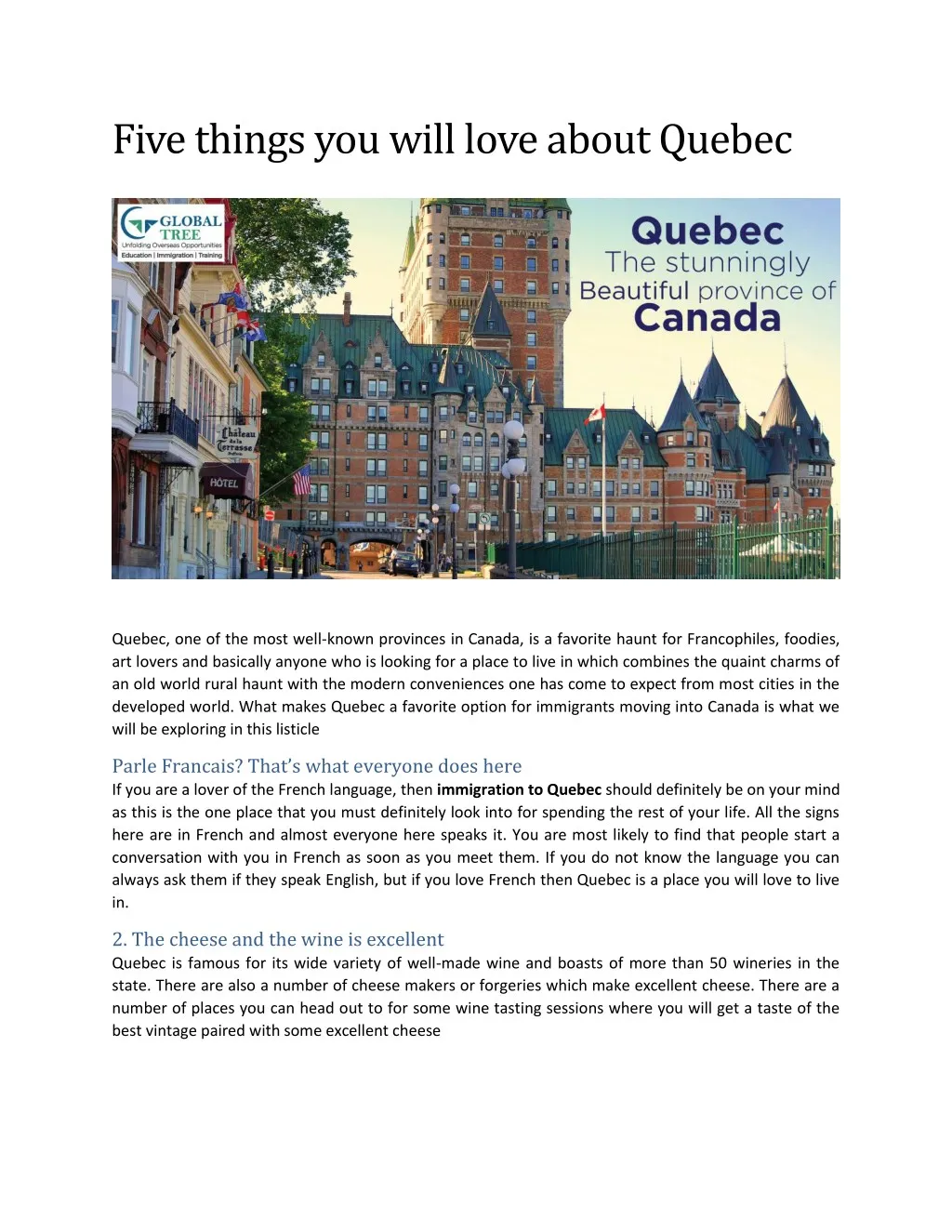 five things you will love about quebec