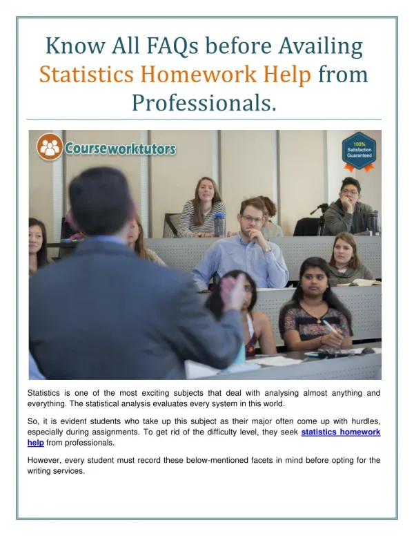 Know All FAQs before Availing Statistics Homework Help from Professionals