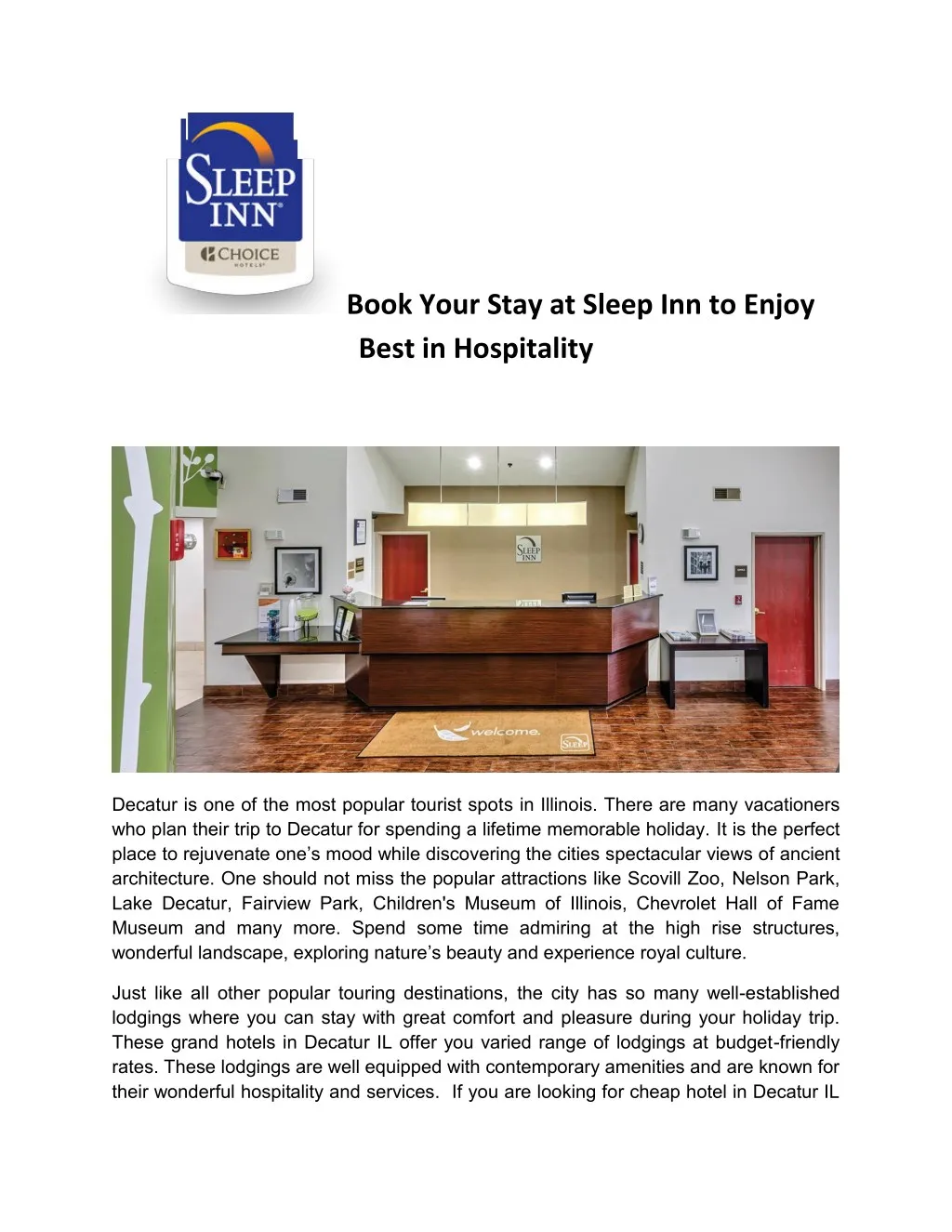 book your stay at sleep inn to enjoy best