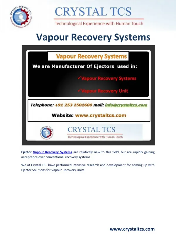 Vapour Recovery Systems
