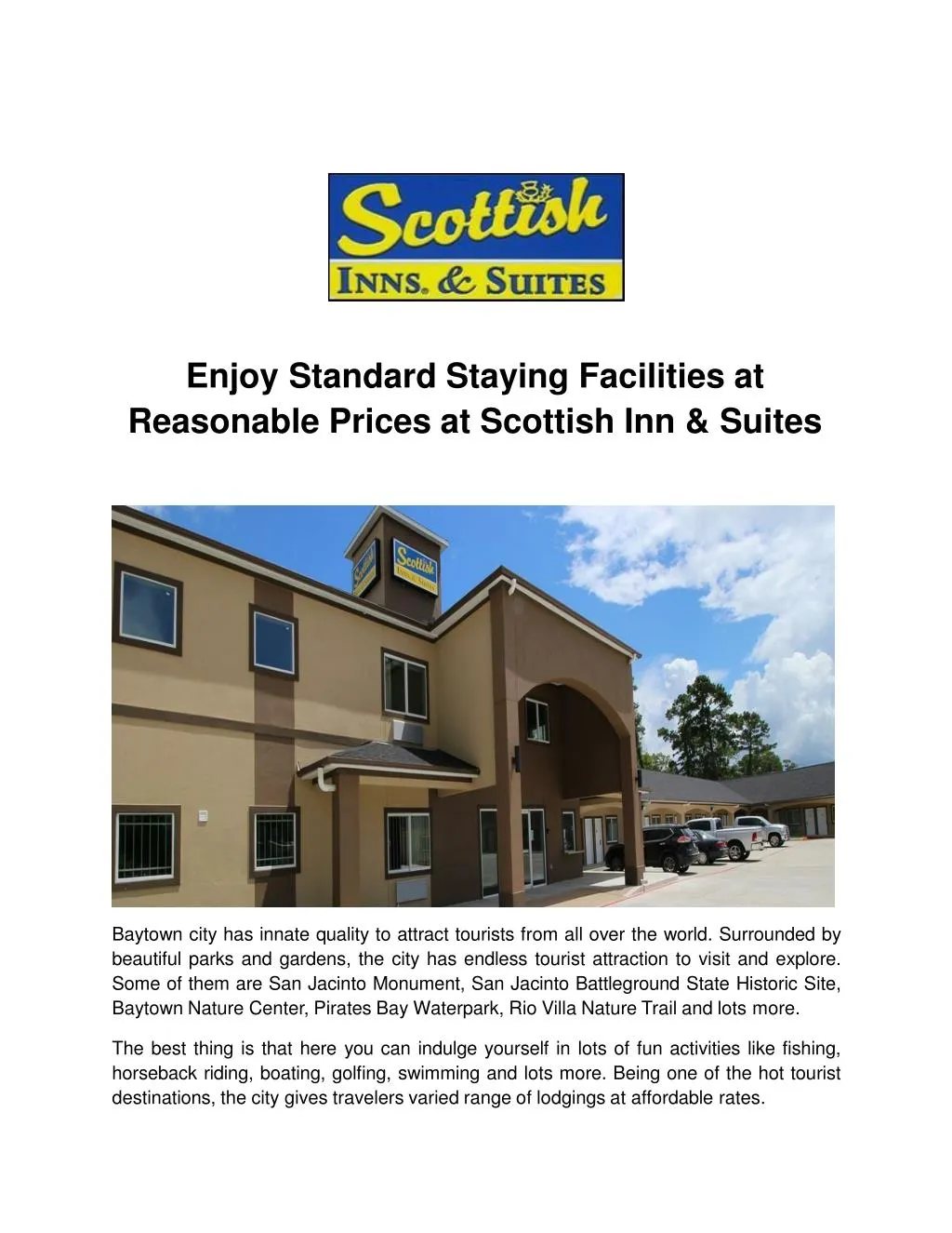 enjoy standard staying facilities at reasonable prices at scottish inn suites