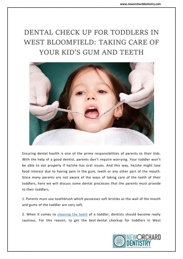 Baby Tooth Injury Treatment in West Bloomfield | New Orchard Dentistry