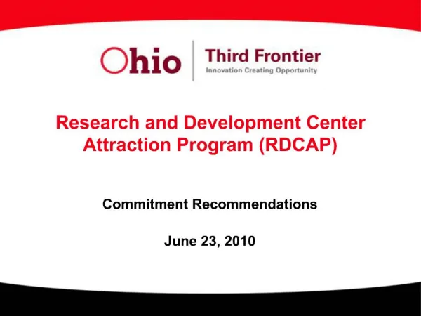 Research and Development Center Attraction Program RDCAP