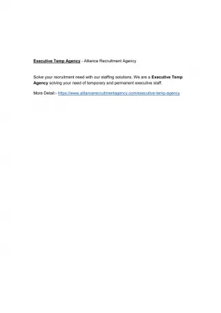 Executive Temp Agency - Alliance Recruitment Agency - slide 1