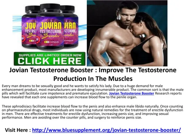 Jovian Testosterone Booster Natural Supplement That Gives You Lean Muscle Mass & Stamina