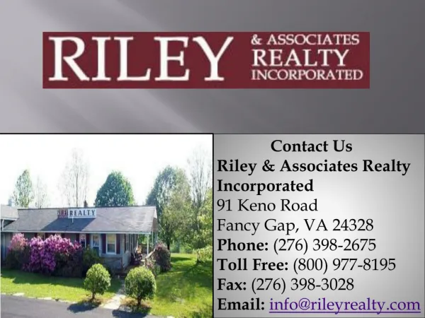 Riley & Assoc. Realty, Inc | Find New Homes for Sale in Virginia | Fancy Gap VA Homes for Sale