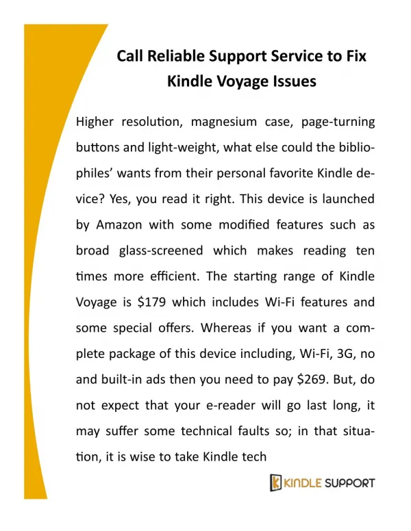 Call Reliable Support Service to Fix Kindle Voyage Issues