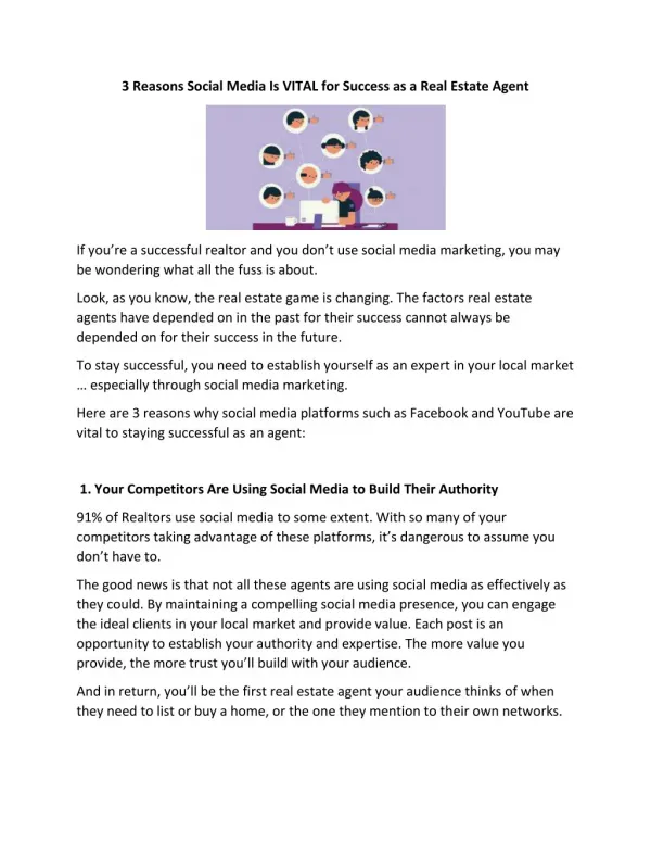 3 Reasons Social Media Is VITAL for Success as a Real Estate Agent