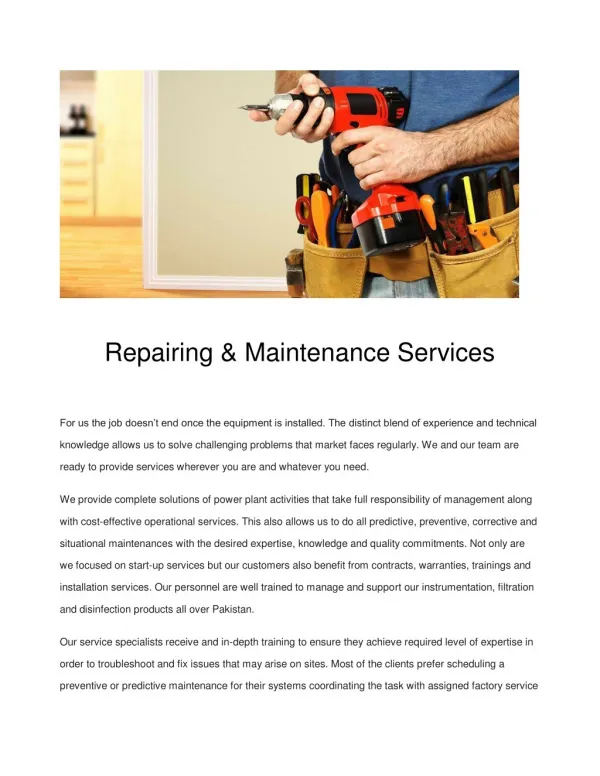 Repairing & Maintenance Services
