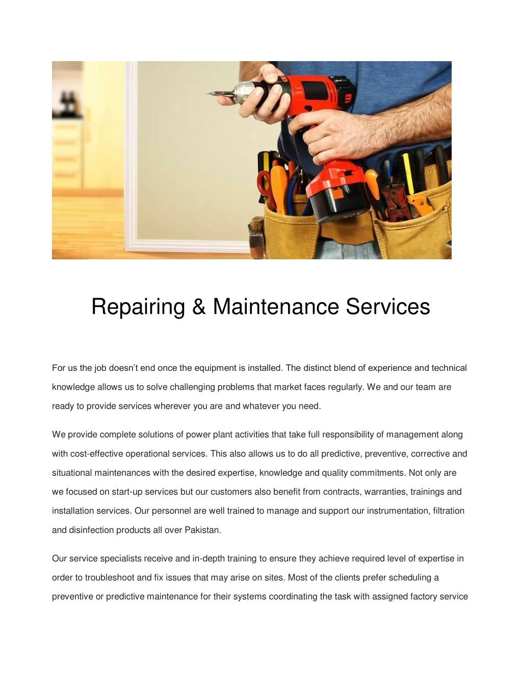 repairing maintenance services