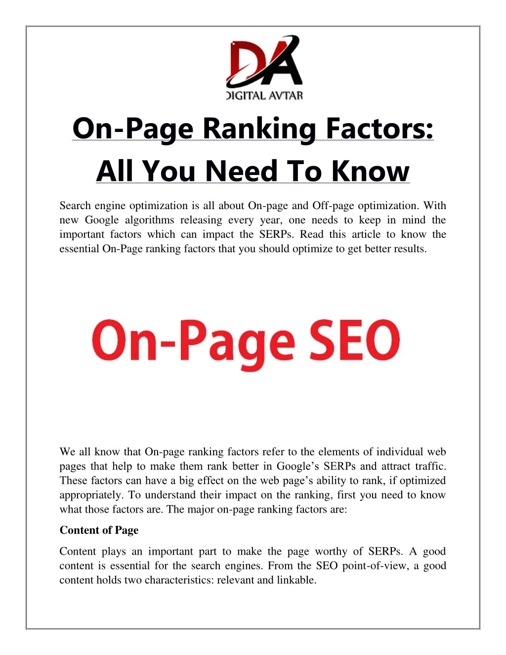 on page ranking factors all you need to know