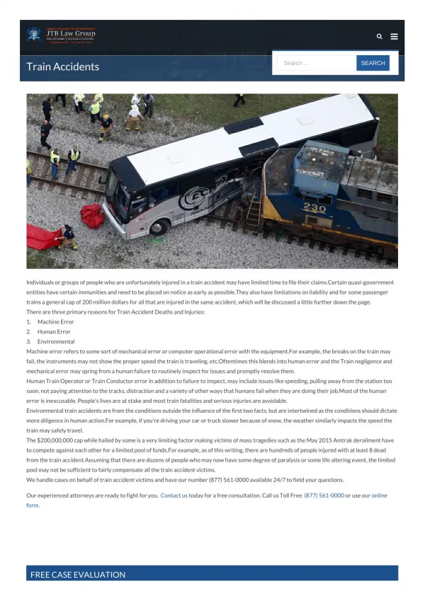 Train Accident Lawyers - JTB Law Group
