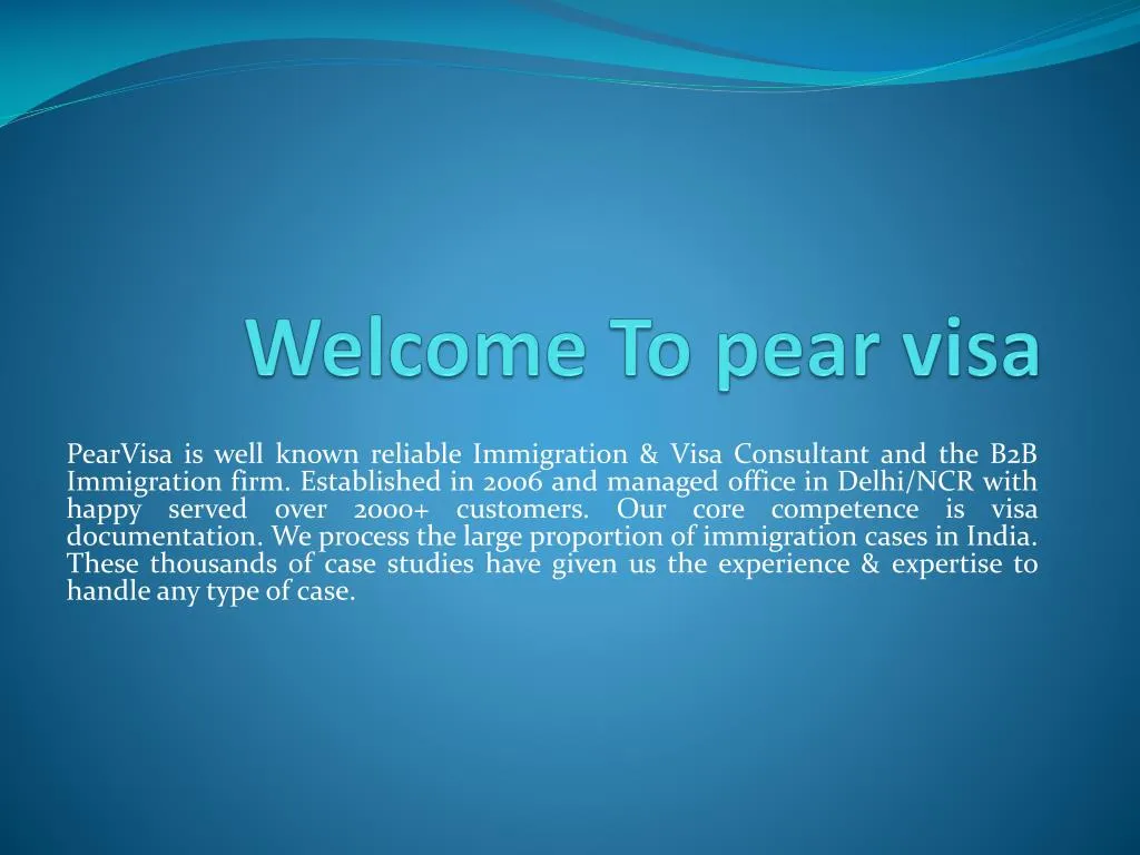welcome to pear visa