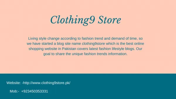 Latest Fashion Trends In Pakistan | Clothing9 Store