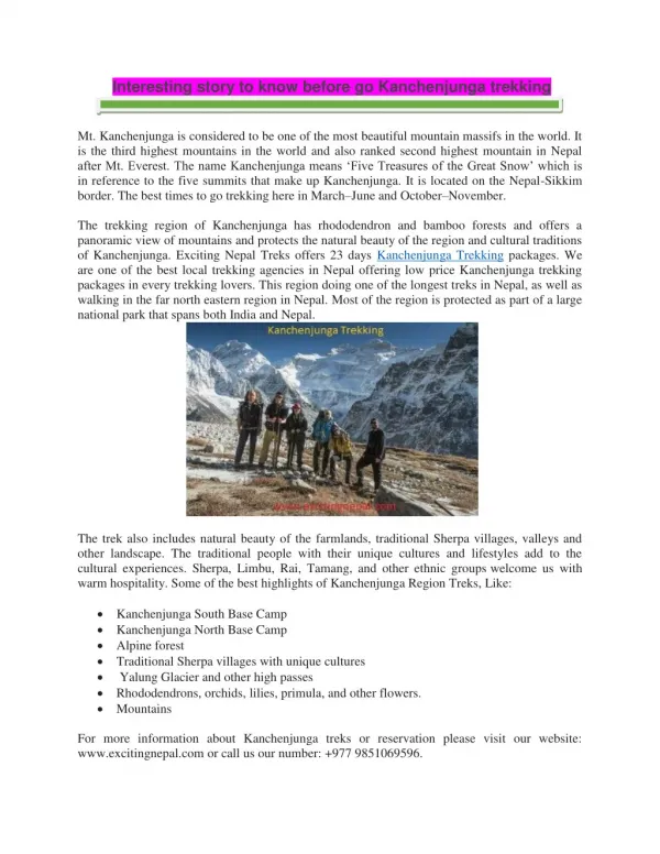 Interesting story to know before go Kanchenjunga trekking