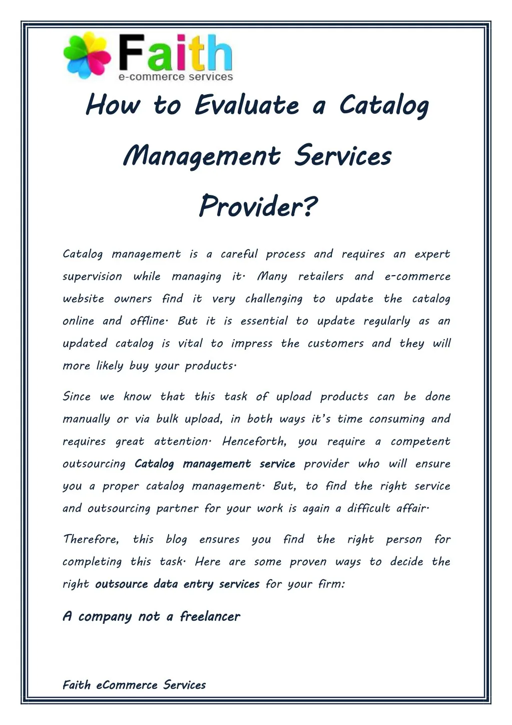 how to evaluate management services provider