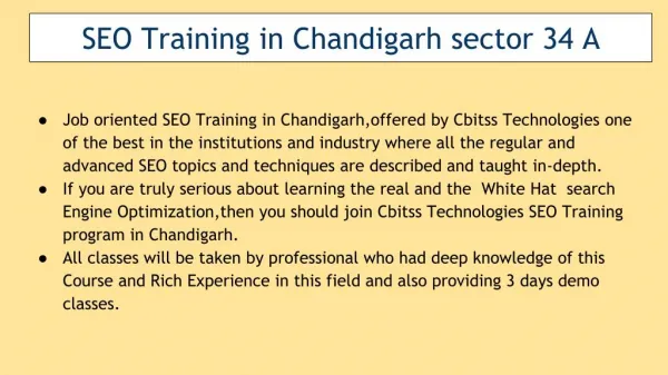 SEO Training in Chandigarh sector 34 A