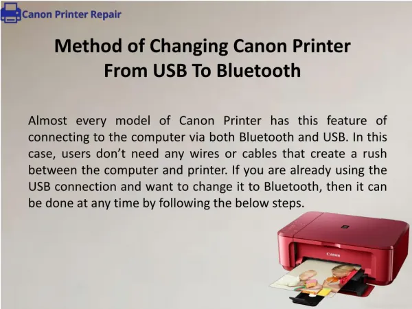 Method of Changing Canon Printer From USB To Bluetooth