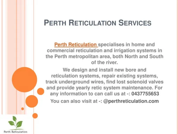 Reticulation Perth - 0437 755 653, Perth Reticulation Services