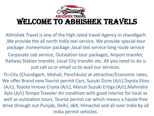 Abhishek travel Chandigarh