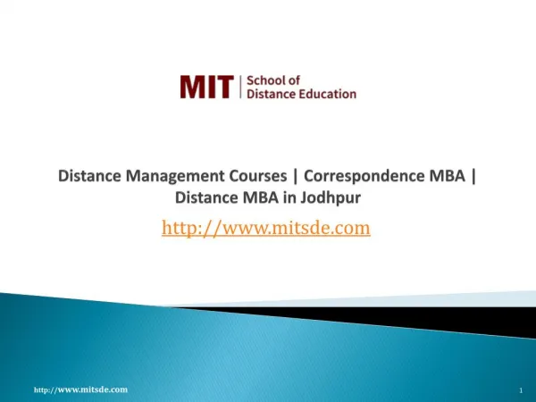 Distance Management Courses | Correspondence MBA | Distance MBA in Jodhpur