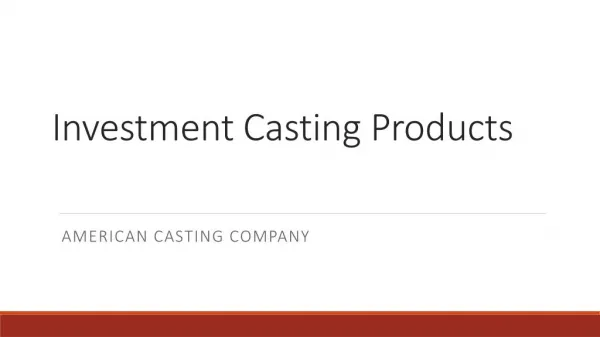 Investment Casting Products