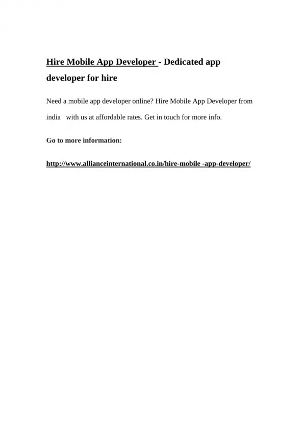 hire mobile app developer dedicated app