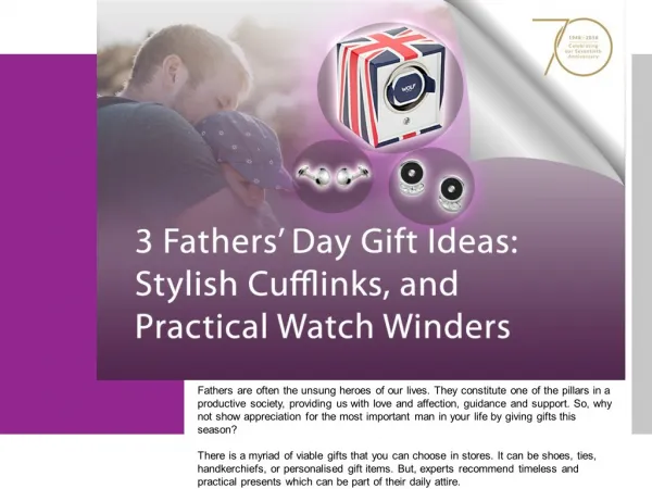 3 Fathers’ Day Gift Ideas: Stylish Cufflinks and Practical Watch Winders