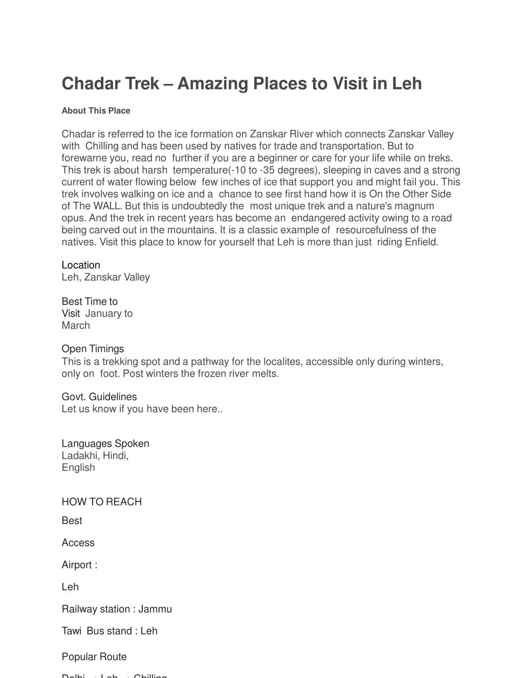 chadar trek amazing places to visit in leh about