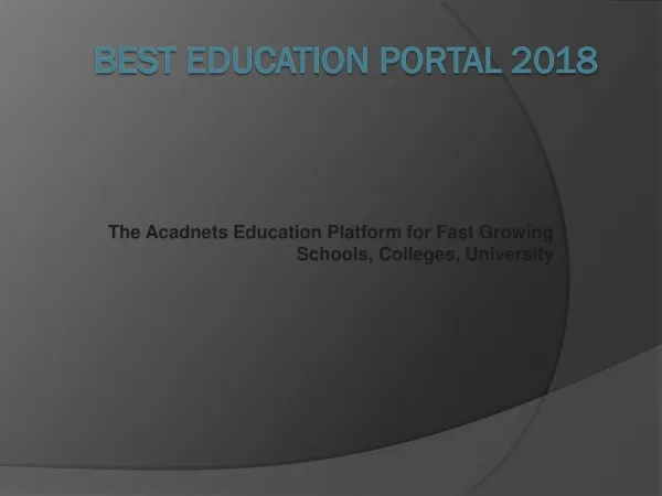Best Education Portal 2018