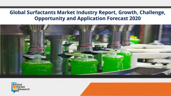 Global Surfactants Market Industry Report, Growth, Challenge, Opportunity and Application Forecast 2020