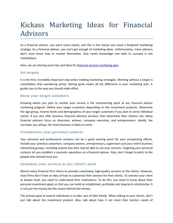 Kickass Marketing Ideas for Financial Advisors