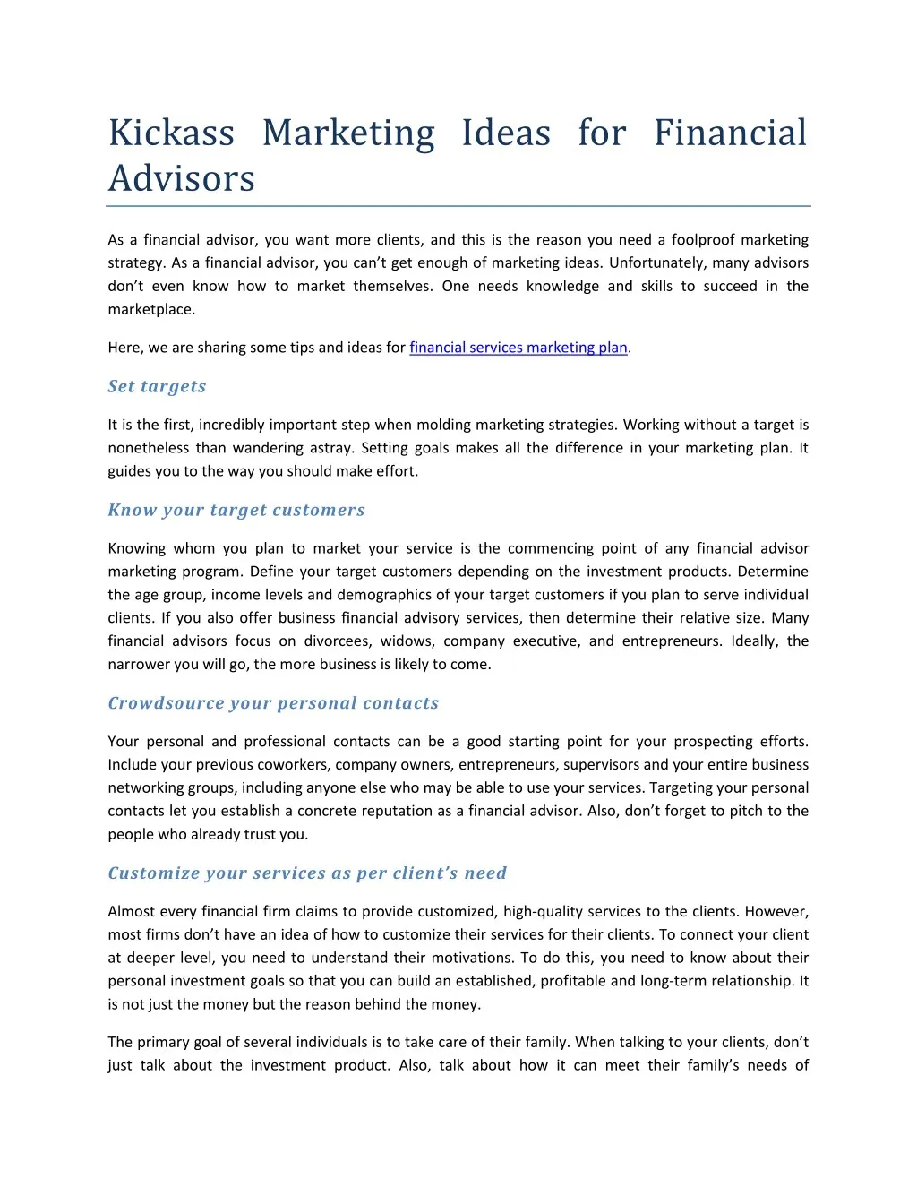 kickass marketing ideas for financial advisors