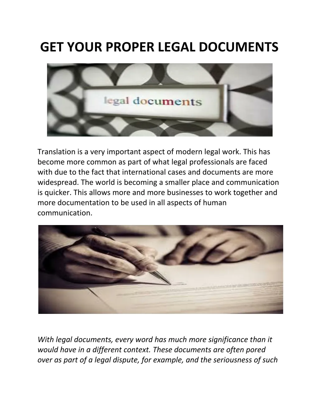 get your proper legal documents