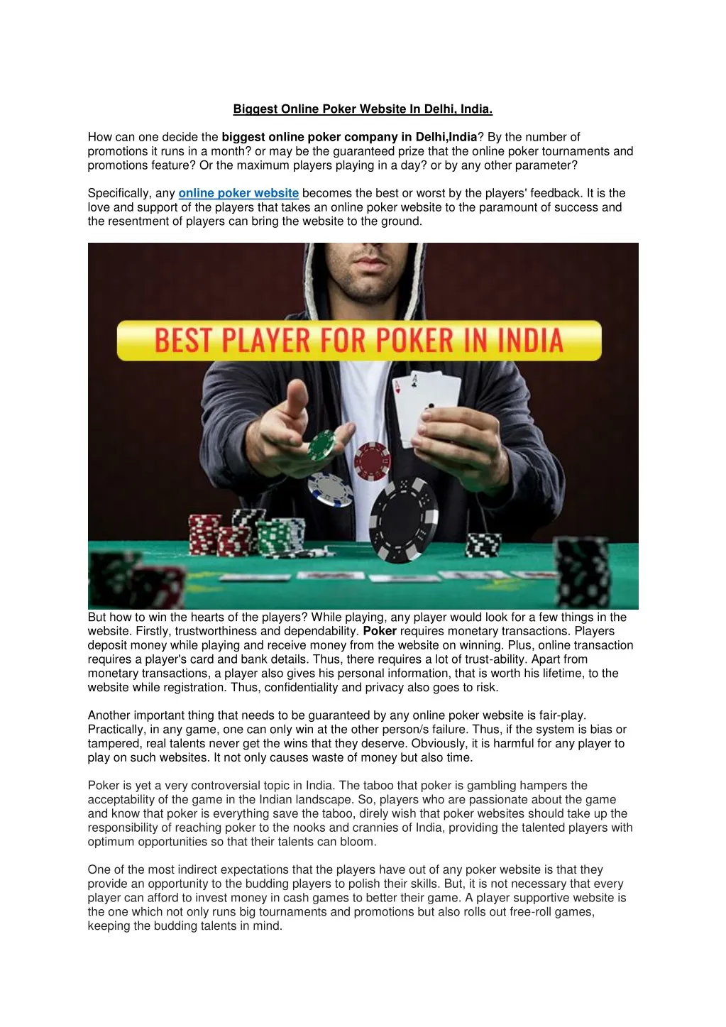 biggest online poker website in delhi india