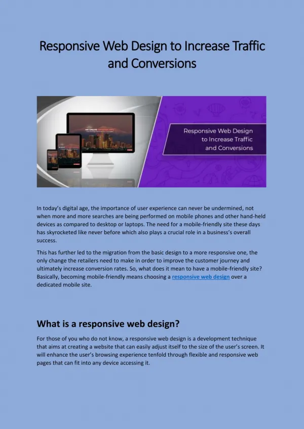 Responsive Web Design to Increase Traffic and Conversions