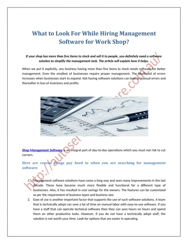 What to Look For While Hiring Management Software for Work Shop?